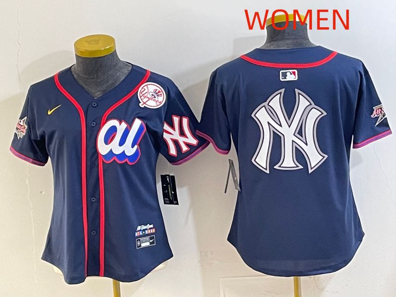 Women 2025 New York Yankees Blank Drak Blue All star Nike MLB Jersey style 015->youth mlb jersey->Youth Jersey
